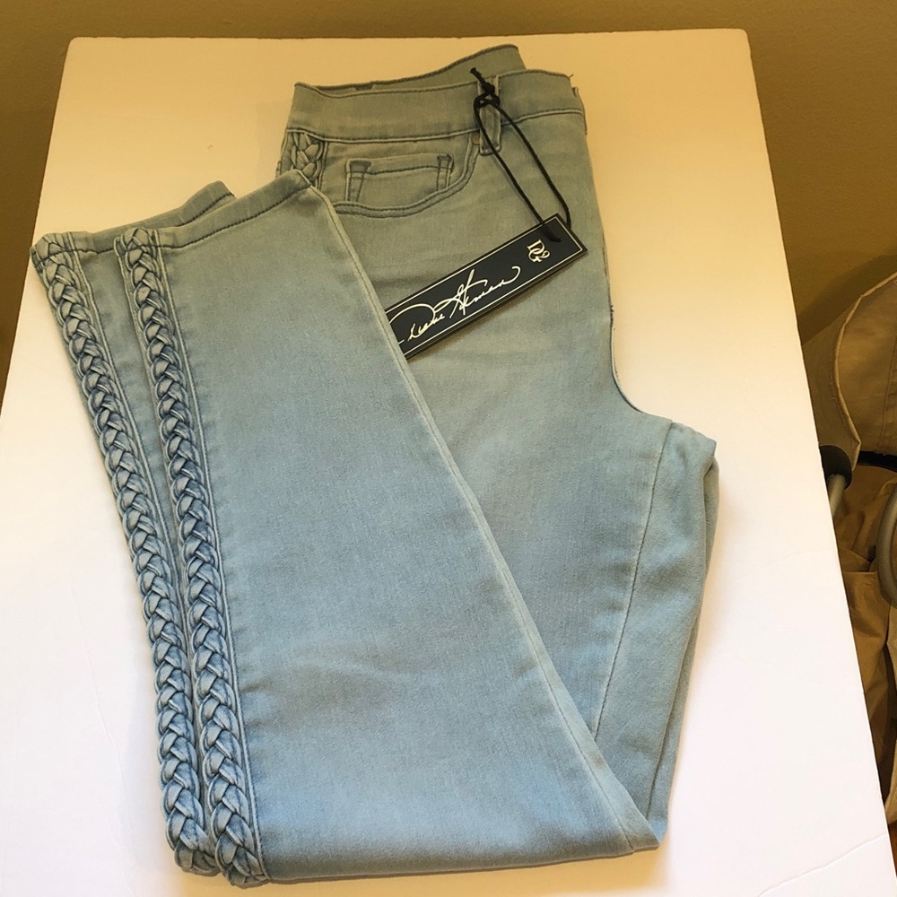 Diane Gilman (DG2) Skinny Jeans with Braided Side Seam – Chambray - Size 10 NWT